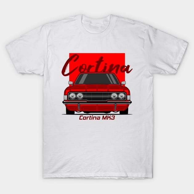 Front Red Cortina MK3 Classic T-Shirt by GoldenTuners